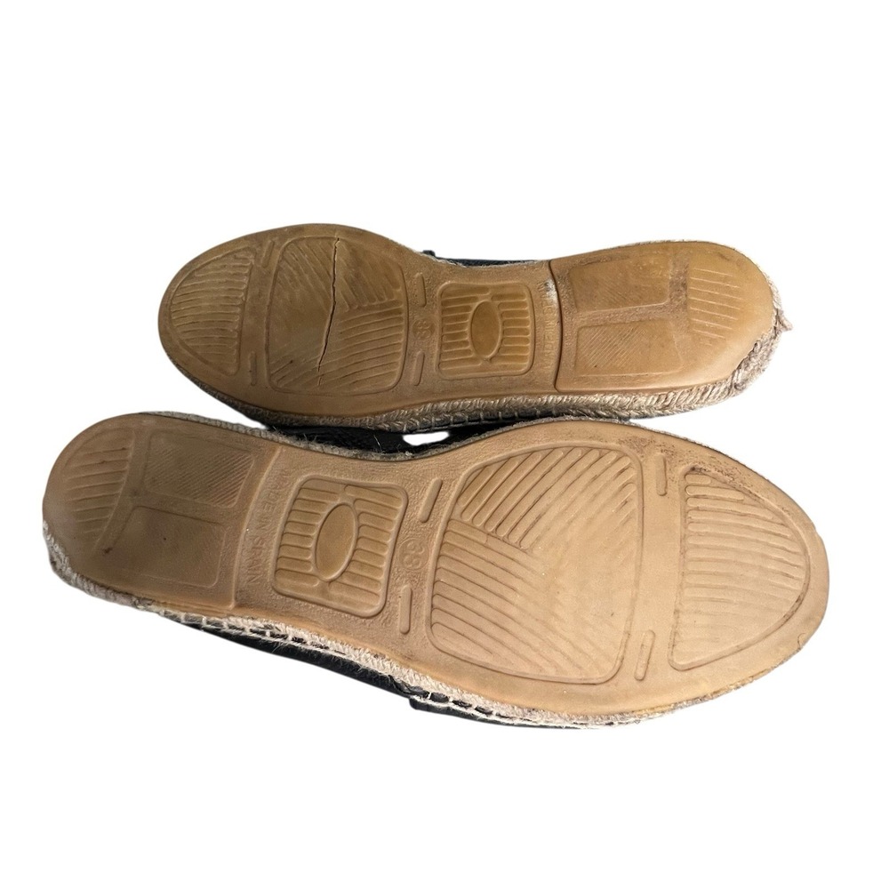 Maypol Espadrille Leather Flats Sz 38 Fits Like US 9 Black Slip On Anthropologie - Picture 8 of 8